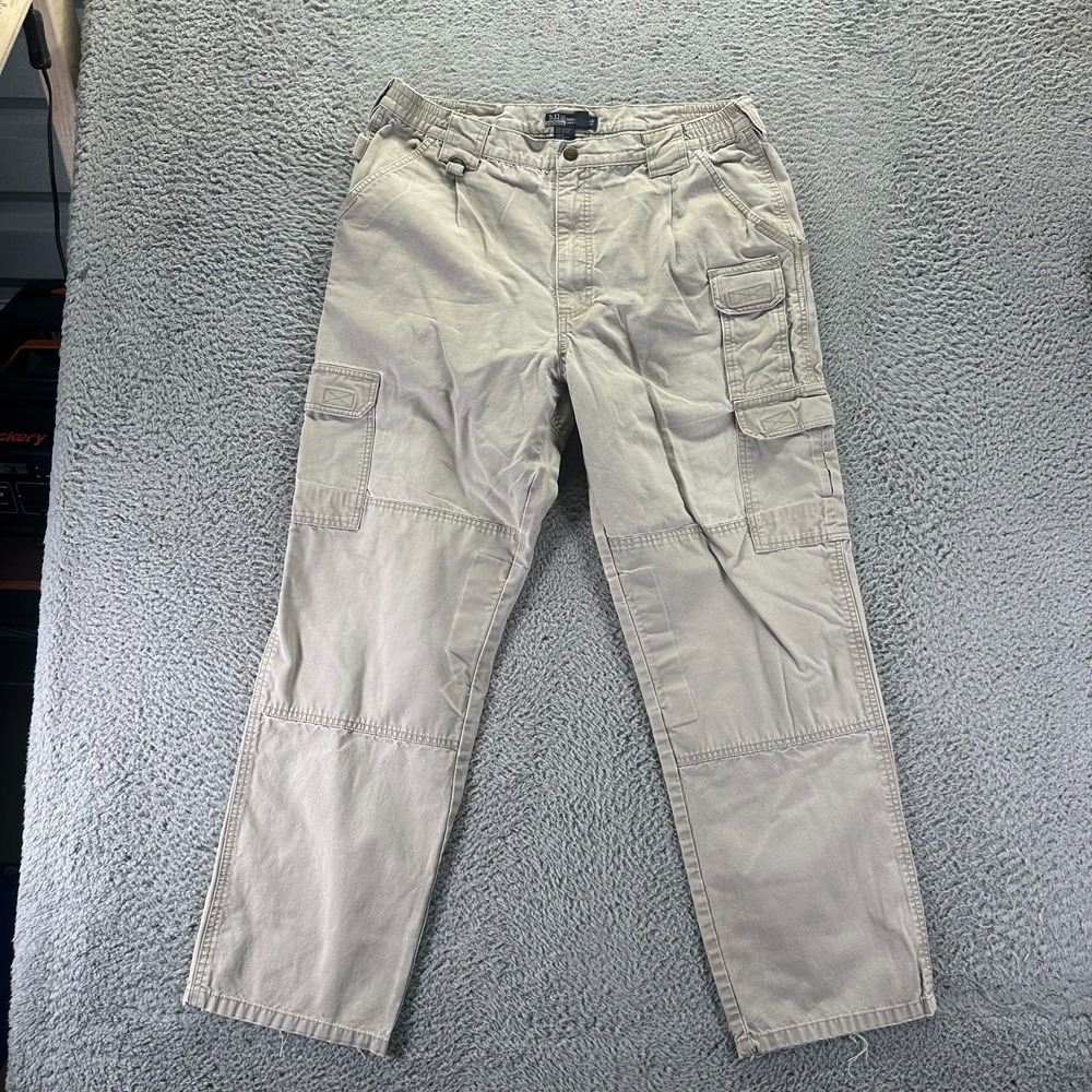 5.11 Tactical Pant Mens 36x32 Beige Cotton Canvas Cargo Straight Leg Workwear